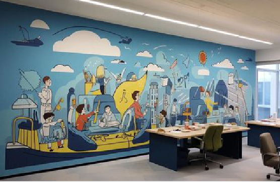  邓州办公室墙绘的特点。